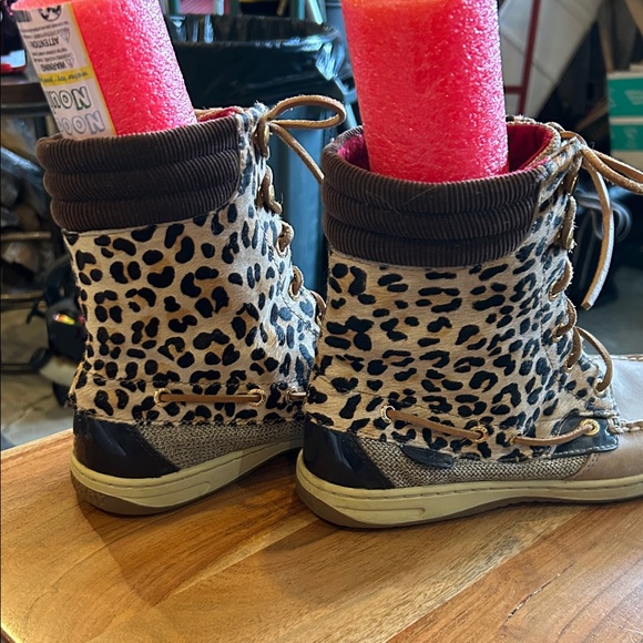 Sperry Tan and Brown Leopard Lace-Up Boots - Picture 7 of 9